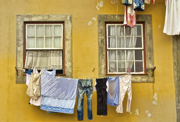 Portugal Poster featuring the painting Hanging Clothes of Old Europe II by David Letts