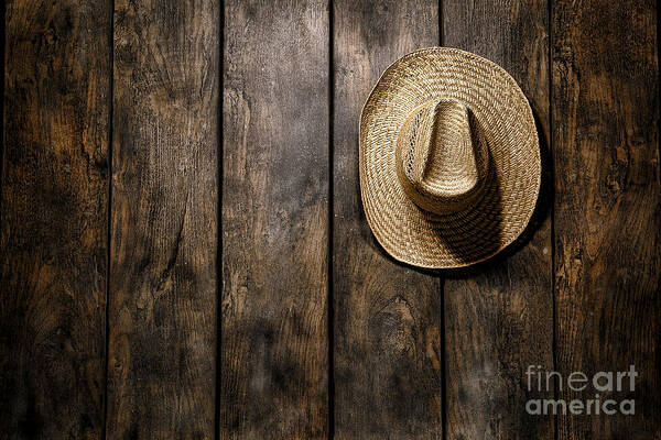 Straw Hat Poster featuring the photograph Hanging my Hat by Olivier Le Queinec