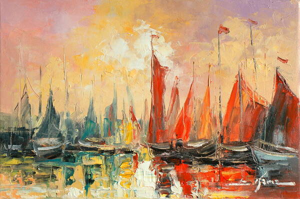 Impressionism Poster featuring the painting Harbour impression by Luke Karcz