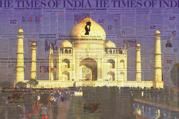 India Poster featuring the digital art He Times of India by Chas Hauxby
