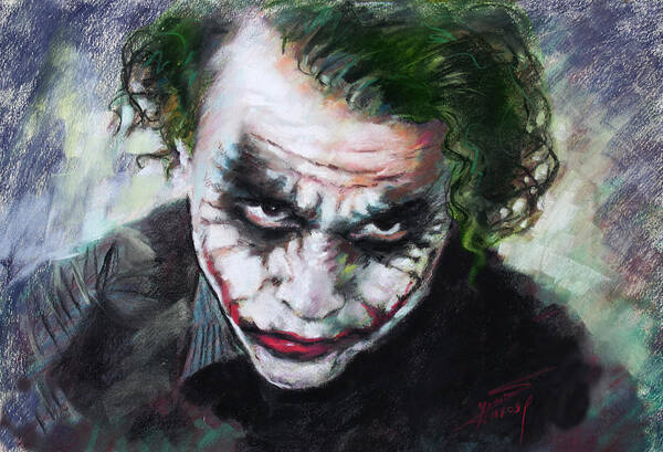 Heath Ledger Poster featuring the drawing Heath Ledger The Dark Knight by Viola El