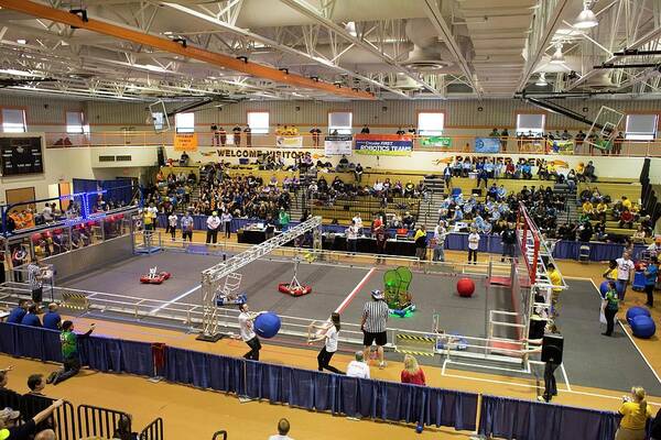 Large Group Of People Poster featuring the photograph High School Robotics Competition by Jim West