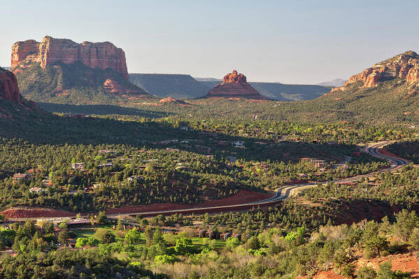 Scenics Poster featuring the photograph Highway, Courthouse Butte And Bell by Picturelake