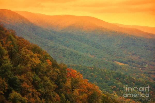 Mountains Poster featuring the photograph Hint of Orange on the Blue Ridge Parkway by Ola Allen