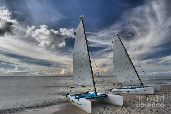 Caribbean Ocean Poster featuring the photograph Hobie Cats On The Caribbean by Adam Jewell