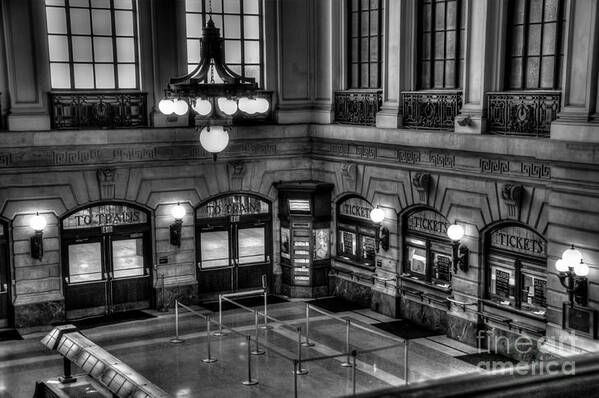 B&w Poster featuring the photograph Hoboken Terminal Waiting Room by Anthony Sacco