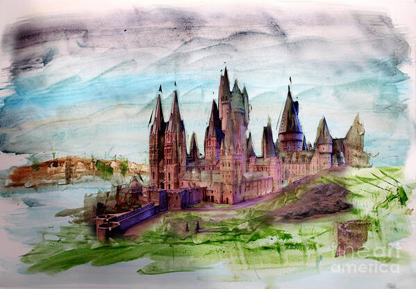 Hogwarts Poster featuring the mixed media Hogwarts by Roger Lighterness