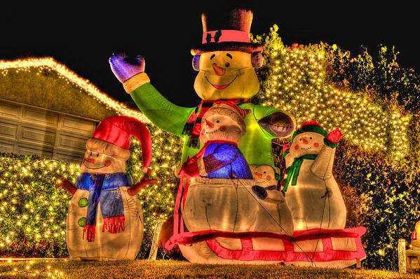 Christmas Decorations Poster featuring the photograph Holiday Snowmen 3 by Richard J Cassato