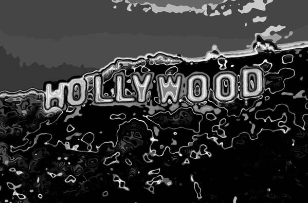 Pop Art Poster featuring the photograph Hollywood sign abstract black and white by Eti Reid