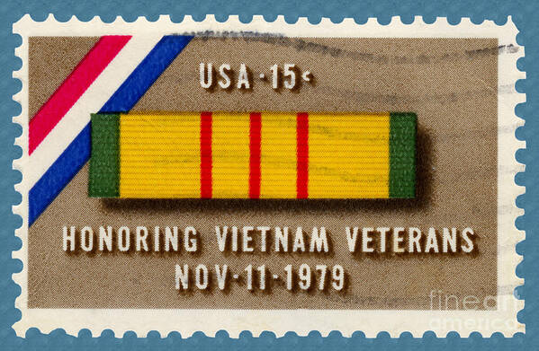 Vietnam Poster featuring the photograph Honoring Vietnam Veterans Service Medal Postage Stamp by Phil Cardamone