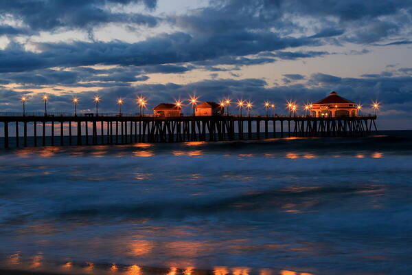 Huntington Beach Pier Poster featuring the photograph Huntington Beach Pier Lights by Duncan Selby