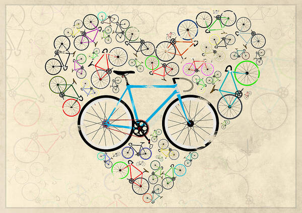 Bike Poster featuring the digital art I Love My Bike by Andy Scullion