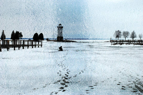 Lighthouse Poster featuring the photograph Ice Fishing Solitude 1 by Janice Adomeit