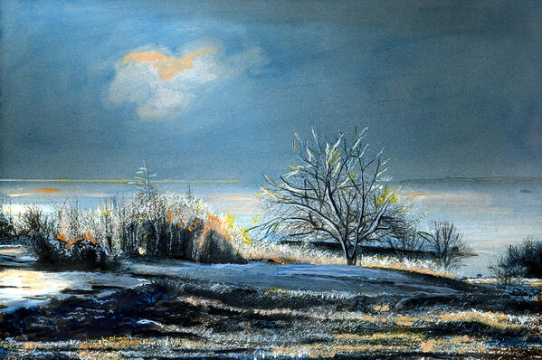 Ice Storm Poster featuring the painting Ice Storm Coast of Maine by Cindy McIntyre