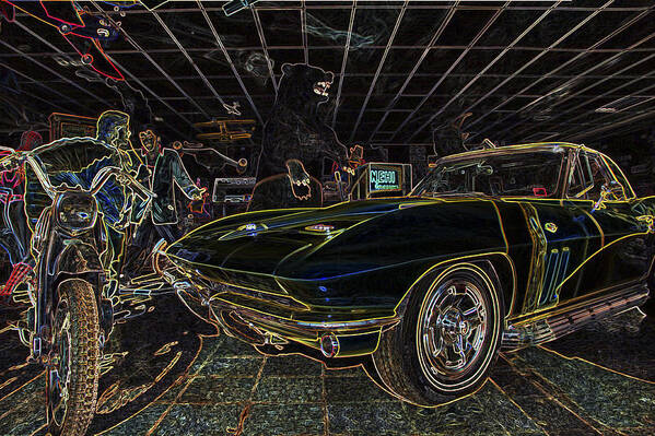 Corvette Poster featuring the photograph Icons of Americana Stylized - Corvette - Elvis - Marilyn by Jason Politte