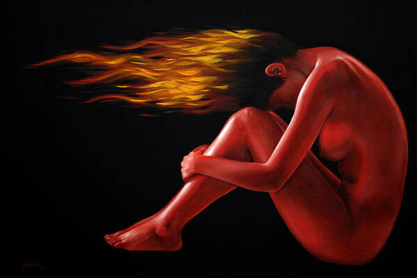 Nude Poster featuring the painting In Flame by Glenn Pollard