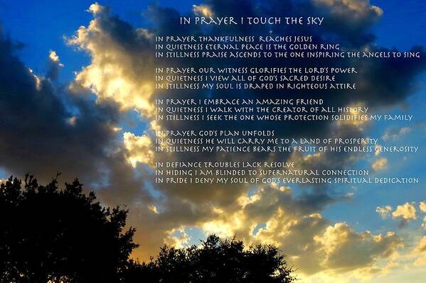 God Poster featuring the photograph In Prayer I Touch The Sky by David Norman