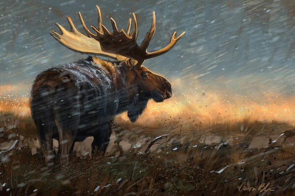 Moose Poster featuring the digital art Incoming Storm by Aaron Blaise