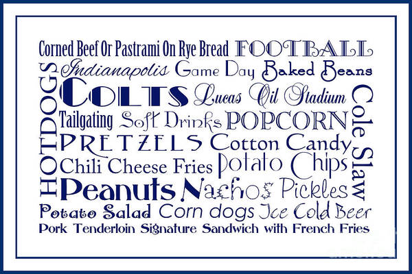 Andee Design Football Poster featuring the digital art Indianapolis Colts Game Day Food 3 by Andee Design