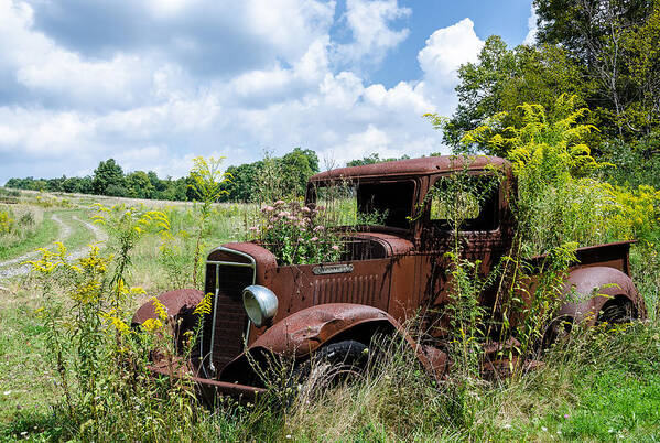 Rusty Truck Poster featuring the photograph Recycled Planter by Georgette Grossman