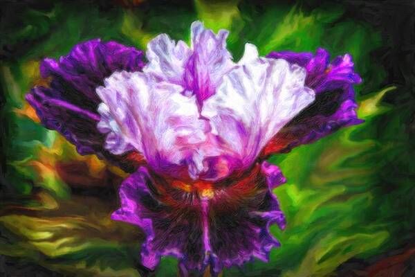 Painting Poster featuring the digital art Iridescent Iris by Lilia S