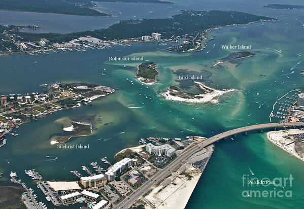 Aerial Poster featuring the photograph Islands of Perdido - Labeled by Gulf Coast Aerials -