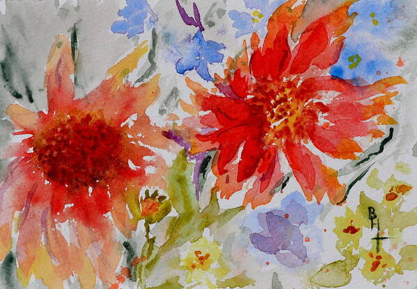 Flowers Poster featuring the painting Jann's Gaillardia by Beverley Harper Tinsley