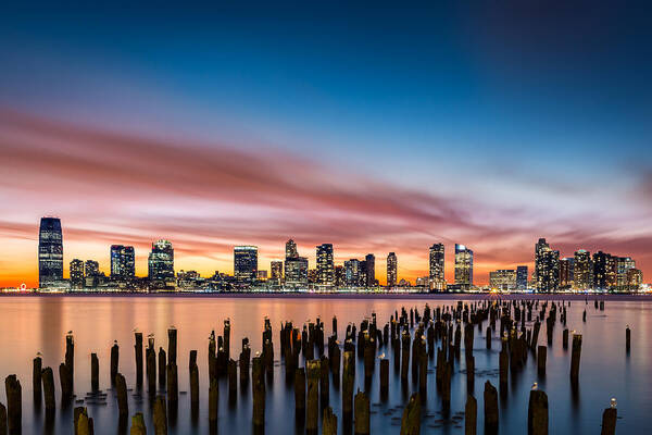 America Poster featuring the photograph Jersey City skyline at sunset by Mihai Andritoiu