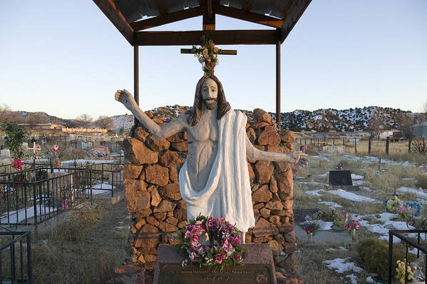 Cemetery Poster featuring the photograph Jesus Statue by Mark Harmel