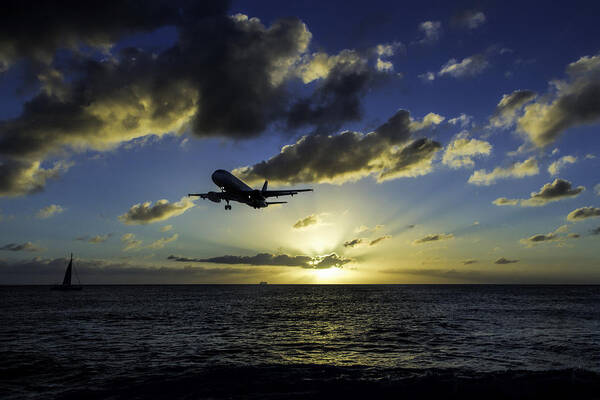 Jetblue Poster featuring the photograph jetBlue landing at St. Maarten by David Gleeson