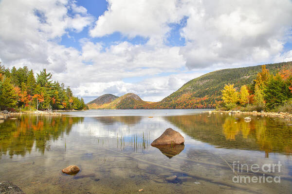 Fall Poster featuring the photograph Jordan Pond and The Bubbles Acadia National Park by Ken Brown