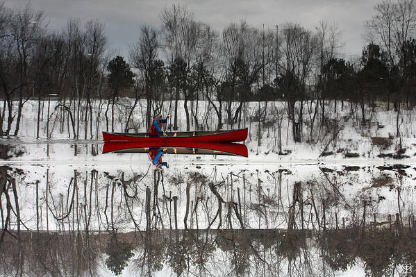 Canoe Poster featuring the photograph Kennebec Reflection by John Meader
