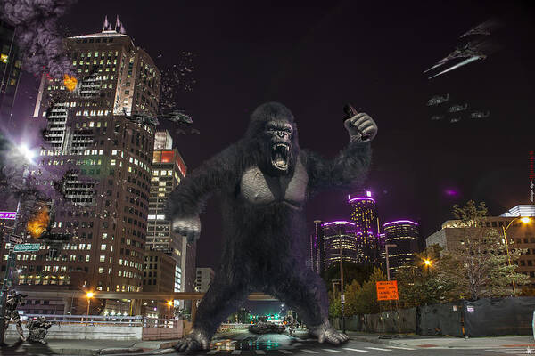 King Kong Poster featuring the photograph King Kong on Jefferson St in Detroit by Nicholas Grunas