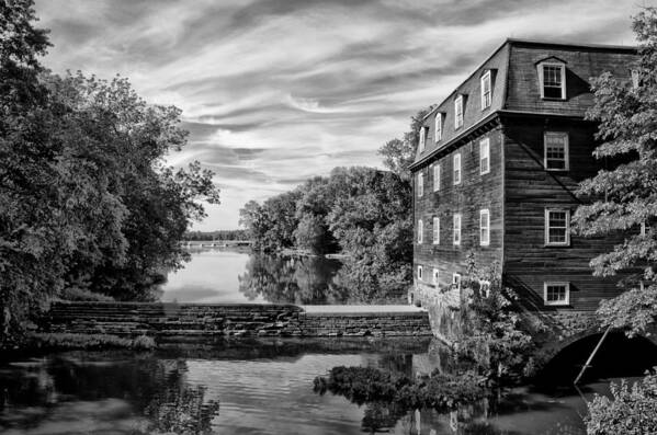 Kingston Poster featuring the photograph Kingston Mill - Princeton NJ in Black and White by Bill Cannon