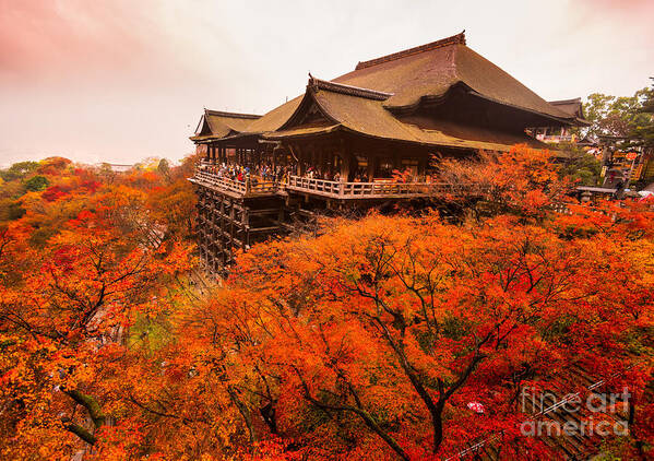 Japan Poster featuring the photograph Kiyomizu-dera Temple in Kyoto - Japan by Luciano Mortula