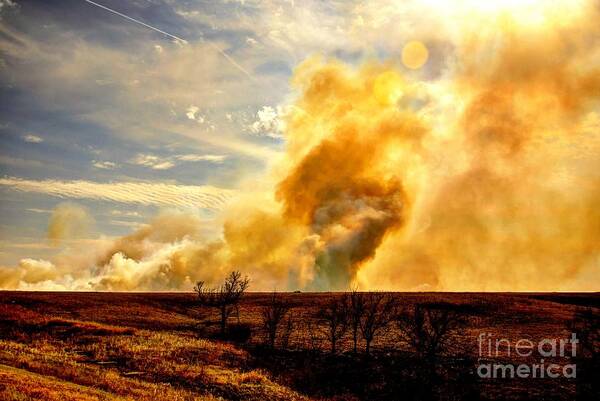 Flint Hills Kansas Flint Hills Poster featuring the photograph Konza Prairie Burn by Jean Hutchison