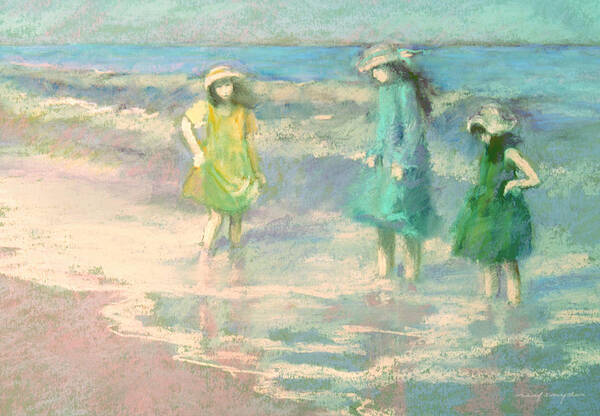 Beach Poster featuring the painting Ladies Day by J Reifsnyder