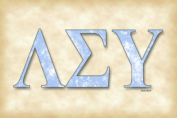 Lambda Sigma Upsilon Poster featuring the digital art Lambda Sigma Upsilon - Parchment by Stephen Younts