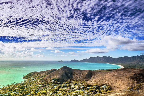 Lanikai Beach Poster featuring the photograph Lanikai Beach cirrocumulus clouds by Aloha Art