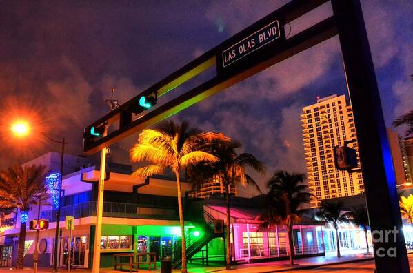 Fort Lauderdale Beach Poster featuring the photograph Las Olas Blvd. and A1A by Timothy Lowry