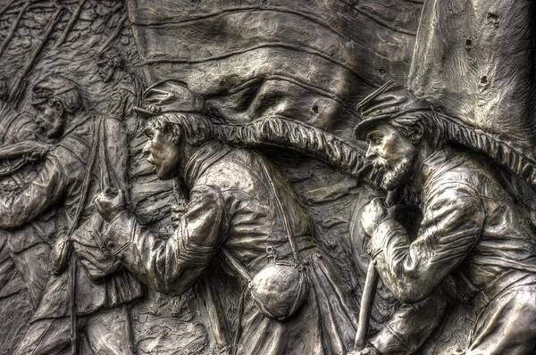 Civil War Poster featuring the photograph Leading the Way - State of Delaware Monument Detail-J Gettysburg by Michael Mazaika