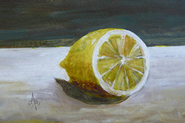 Lemon Poster featuring the painting Lemon by Anna Ruzsan