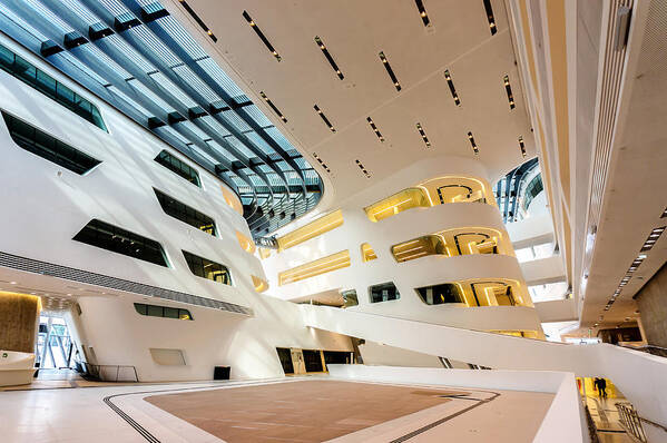 Zaha Hadid Poster featuring the photograph Library Interior 2 Zaha Hadid Wu Campus Vienna by Menega Sabidussi