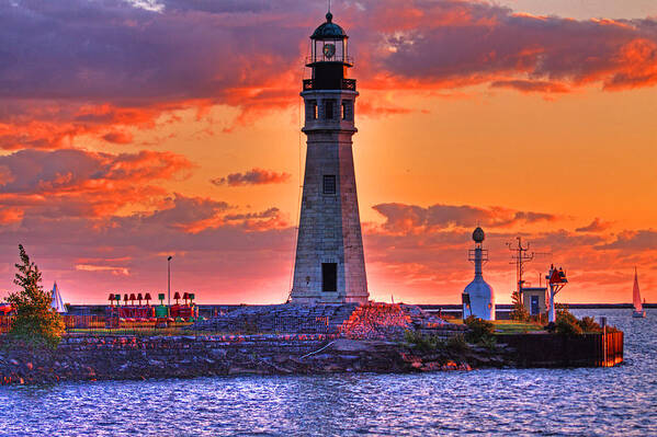 Lighthouse Poster featuring the photograph Lighthouse at Sunset by Don Nieman