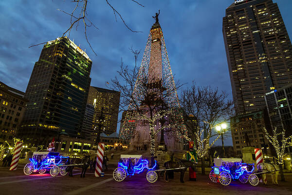 Chase Tower Poster featuring the photograph Lights and Carriage Rides by Ron Pate