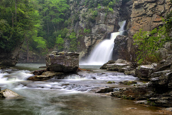 Linville Falls Poster featuring the photograph Linville Falls in the Rain by Mark Steven Houser
