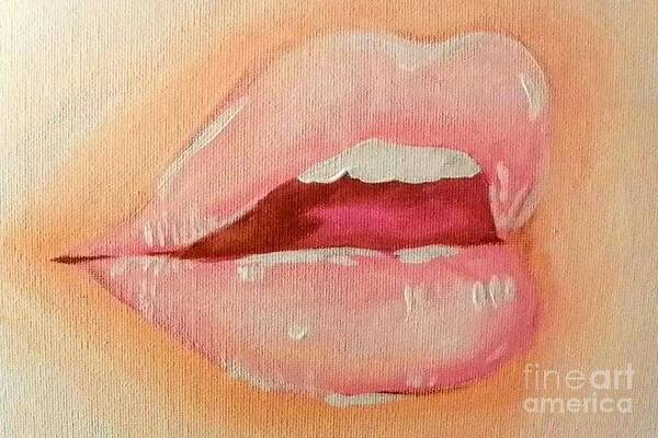 Marisela Mungia Poster featuring the painting Lips Soft by Marisela Mungia