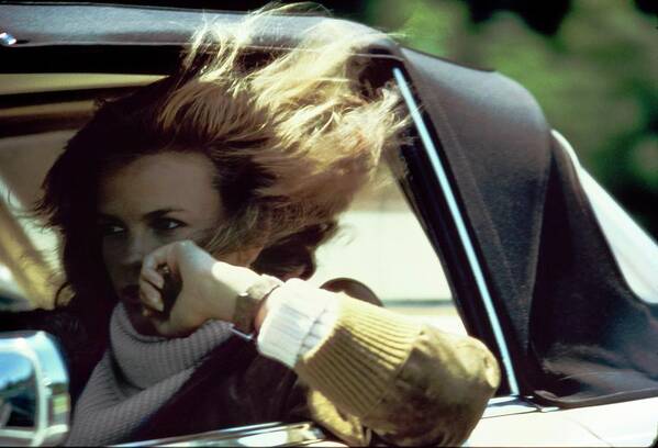 Accessories Poster featuring the photograph Lisa Taylor Driving A Car by Arthur Elgort