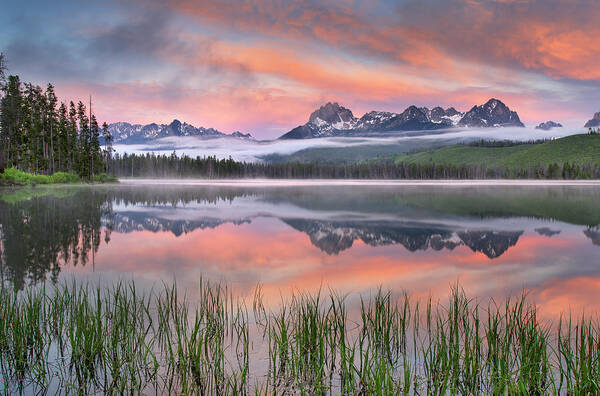 Scenics Poster featuring the photograph Little Redfish Lake, Sawtooth Mountains by Alan Majchrowicz