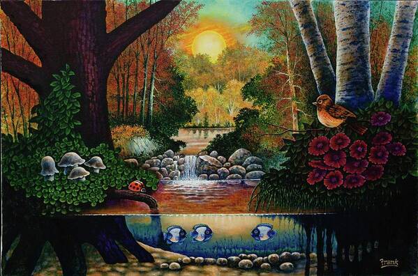 Sunset Poster featuring the painting Little World Chapter Sunset by Michael Frank